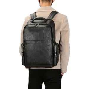 Ba lô da bò thật đen cao cấp dành cho nam, thiết kế dành cho doanh nhân, đựng laptop, chống thấm nước, in logo tùy chỉnh, ba lô du lịch - Product Image 1