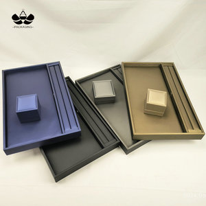 At506 nhà máy bán buôn PU da đồng vàng Dark Blue kim loại màu xám đen Cửa hàng bán hàng đồ trang sức phục vụ khay - Product Image 3