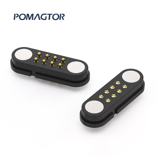Elliptical 8 Pin Spring Loaded Pogo Pin Magnetic Connector for Smart Device
