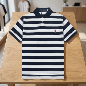Polo de rugby de qualité supérieure pour homme, style décontracté, rayé, coupe ample, imprimé en relief - Product Image 2