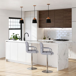 Ensemble de 2 chaises de <span class=keywords><strong>bar</strong></span> nordiques modernes réglables en hauteur tabourets de <span class=keywords><strong>bar</strong></span> pivotants en cuir synthétique - Product Image 4