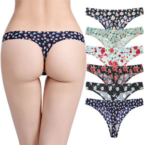 Fabrika özel baskı sevimli iç çamaşırı külot dikişsiz Thongs kadınlar No Show tanga iç çamaşırı kadın - Product Image 2