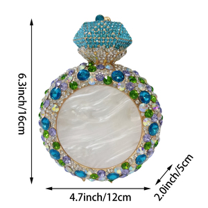 Round Crystal Perfume Bottle for Women Bling Rhinestone Disco Shoulder Bag Chic Wedding Guest Evening Bag - Product Image 6