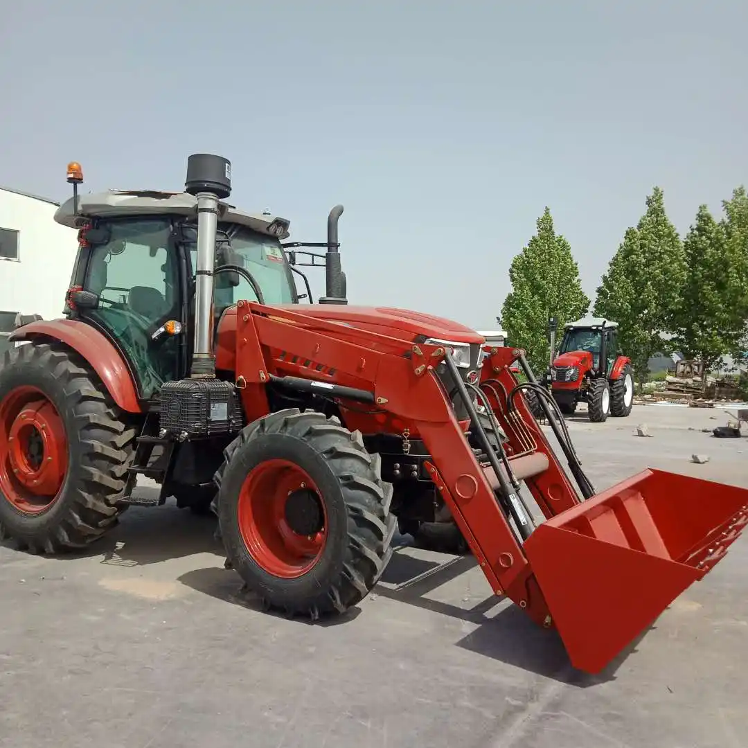 Machines agricoles 160hp 180hp 210hp 4X4 tracteur agricole de grande taille avec chargeur frontal godet 4 en 1