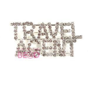 Broche Personalizado con Nombre, Letra de Cristal y Diamantes de Imitación, Broches con Logotipo de JESUS/TRAVEL PLANNER, Asesor/Agente de Viajes/Boda - Product Image 3