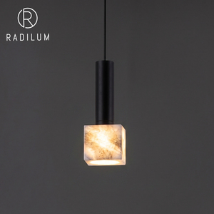 Lámpara Colgante Rectangular de Alabastro y Latón, Moderna, Minimalista, para Isla de Cocina, Barra, Mesita de Noche, Diseño de Alta Gama, Altura Ajustable, LED - Product Image 1