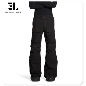 LARSUR Custom Denim Factory Cotton Twill Flare Cargo Pants Men Baggy Bootcut Flare Cargo Jeans