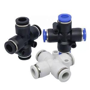 Aochente pza 4 דרך סניף לחצות פלסטיק שחור כחול אדום + דחיפת קו אוויר מפליז ב מחברים מהירים 4-12 מ "מ - Product Image 6