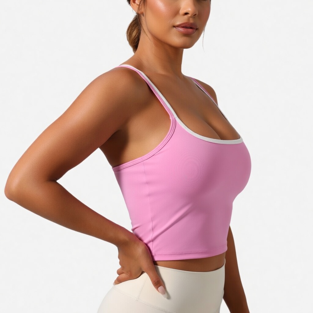Wholesale Women's Strappy Backless Tank Top Yoga Contrast Color Sweat-Wicking Breathable Quick Dry Activewear Stock