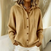 2026 Jaket Sweater Cardigan Rajut Berkerah Kancing Baru Musim Gugur Musim Dingin Warna Solid Kasual Wanita