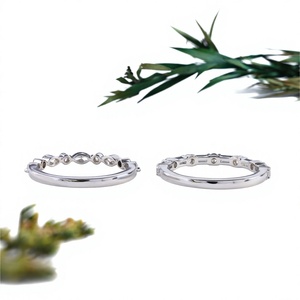 Elegant Bezel Set Eternity <b>Ring</b> White Gold Border <b>Stacking</b> Custom Wedding Jewelry Lab Grown Diamonds Rhodium Plated Ethnic Style - Product Image 1
