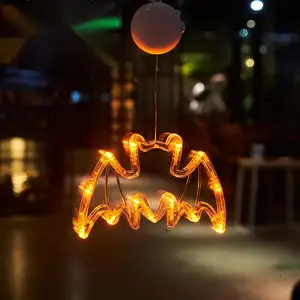 DAMAI dekorasi lampu LED gantung pesta tema Halloween untuk anak-anak perlengkapan pesta rumah lampu tali laba-laba labu