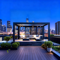 Pavillon Bioclimatique Électrique de Luxe Moderne en Aluminium Thermolaqué, Étanche à la Pluie, Anti-Pourriture Naturelle, avec Écran LED pour Balcon