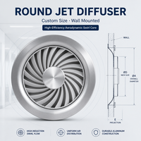 Diffuseur de Jet d'Air Mural en Alliage d'Aluminium à Capteur Automatique pour Conduits de Ventilation CVC, Installation Facile pour Écoles, Bureaux et Bâtiments