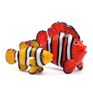 Handmade Murano Decorative Sea Creature Lampwork Glass Clown Fish Figurine