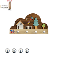 Étagères murales créatives en bois pour la décoration intérieure, porte-clés, supports en bois avec long crochet