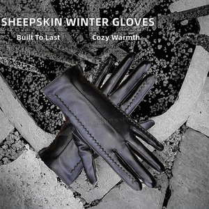 Gants d'hiver en cuir de mouton pour femme, design premium, longueur poignet, doublure en cachemire importée, détection des aiguilles, décontractés pour le quotidien - Product Image 2