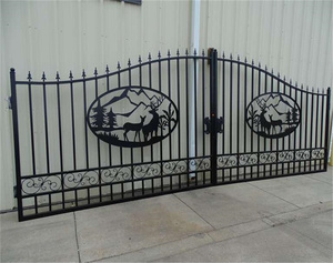<span class=keywords><strong>Portail</strong></span> décoratif en fer forgé de 20 pieds, clôture murale en acier, porte battante, entrée de garage, design de grille décorative personnalisé - Product Image 3
