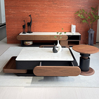 Table basse extensible en bois massif, style minimaliste moderne, noyer noir, meubles de salon