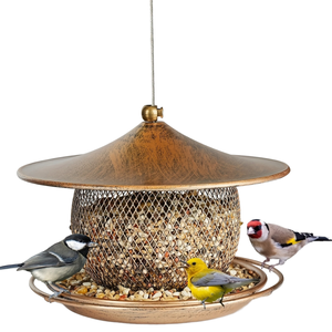 Горячая распродажа: Экологичная металлическая уличная кормушка для птиц с крышей и отсеком для хранения корма, подвесной контейнер для сада - Product Image 1