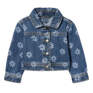 Dernière veste en jean à imprimé floral pour filles Design rétro avec fonction imperméable Streetwear élégant pour le confort du printemps - Product Image 1