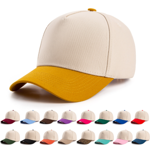 Wholesale Custom Vintage Street Two-Tone Cotton Twill 5-Panel Adjustable Structured Baseball Cap for Logo Embroidery Sport Hats