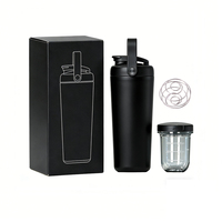 Bouteille shaker à protéines à double paroi isolée sous vide 16 oz avec poignée, en Tritan, isolation thermique 24-36 heures, écologique