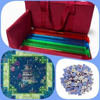 Mesa de Mahjong Americana Automática de Lujo Moderna, de Acrílico, Goma y Cuero, para 4 Jugadores, 160 Fichas, Plegable, con Bolsa y Tapete, para la Familia