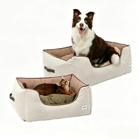 Vente en gros OEM ODM, housse amovible lavable personnalisée, coussin antidérapant en peluche douce, rectangle, toutes saisons, style canapé, lit pour chien, chat, animal de compagnie
