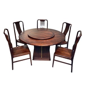 New Ujindu Wood Solid <b>Round</b> <b>Dining</b> <b>Table</b> <b>Set</b> 6 Piece With Lazy Susan <b>For</b> <b>Dining</b> Room - Product Image 2