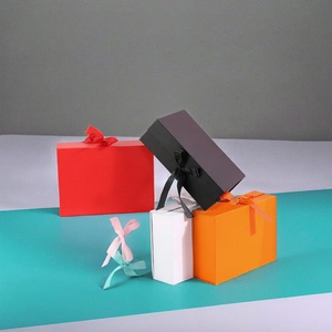 Custom Luxury <b>Magnetic</b> Closure Flip Top Mailer Rigid Cardboard Packaging Magnet <b>Boxes</b> Matte Black Paper <b>Gift</b> Box With Ribbon - Product Image 3