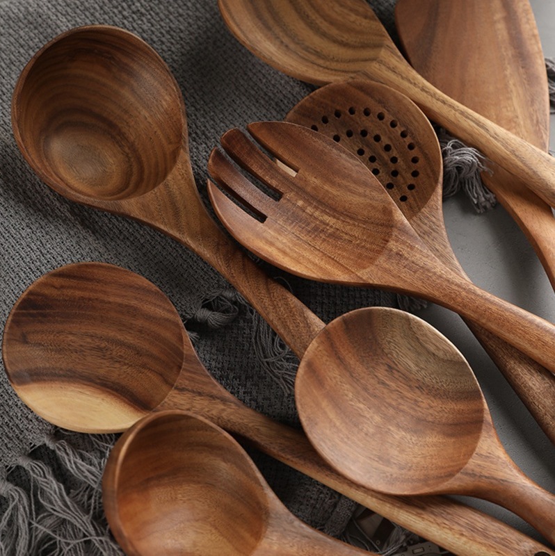 Bambus Teak Non Stick Utensils Set