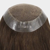 Prothèse capillaire naturelle pour femme avec dentelle frontale, contour en PU respirant, système capillaire 100% cheveux Remy, vente en gros