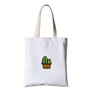 Bolsa de Mano Personalizada de Lona RPET Lavable de 8 oz, Bolsa Ecológica Reutilizable con Diseño de Cactus - Product Image 4