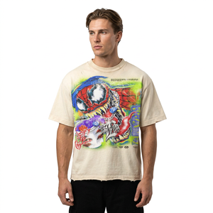 เสื้อยืดโอเวอร์ไซส์ผู้ชายลายกราฟฟิตีสไปเดอร์แมน สไตล์สตรีท แขนสั้น คอกลม ผ้าคอตตอนเจอร์ซีย์ ทรงพอดีตัว - Product Image 6