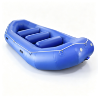 Bateau pneumatique bleu foncé de 13 pieds (395 cm) pour 6 à 8 personnes, radeau pour le rafting, résistant à l'usure, aux UV, avec plancher renforcé