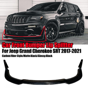 ลิ้นกันชนหน้ารถยนต์ 5 ชิ้น สำหรับ Jeep Grand Cherokee SRT 2017-2021 ปีกเสริมทรงโค้ง ลายคาร์บอนไฟเบอร์ สีดำเงา/ด้าน - Product Image 1