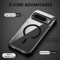 Funda Transparente Anti-Caídas Magnética de Acrílico 3 en 1 con Moldeo por Inyección para Google Pixel 11/11 Pro/11 Pro XL