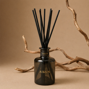 Aikun Hot Stamp Tall Box Any Scent Small Batch 3 Day Sample 7 Day Ship 105ml Long Lasting Black Round Glass <b>Reed</b> <b>Diffuser</b> Set - Product Image 2