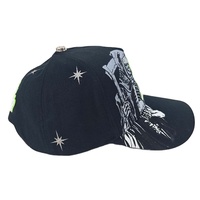 Gorra de Béisbol Termosensible que Cambia de Color con Apliques de Diamantes de Imitación y Estampado de Calavera de Grim Reaper, Gorra Hip Hop de 5 Paneles