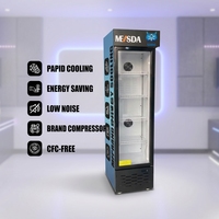 Réfrigérateur à boissons compact vertical avec porte vitrée, en acier inoxydable, affichage LED, dégivrage automatique, sans givre, écoénergétique, à air