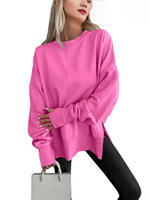 Sudadera Holgada Estampada Transpirable para Mujer, Otoño/Primavera, con Hombros Caídos y Aberturas Laterales, Estilo Urbano, Venta al por Mayor