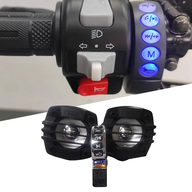 Motorcycle Electric Bike Sound Audio Radio Handlebar Phone FM MP3 Stereo Audio Speakers Loudspeaker