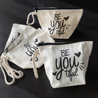 Petites pochettes en coton écologiques personnalisées, pochettes à fermeture éclair pour rouges à lèvres, pochettes pour crème solaire, sacs en toile unie pour pièces de monnaie
