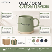 Taza de Cerámica Mate con Logotipo Personalizado, Base de Arcilla Natural sin Esmaltar, Taza de Café Artesanal de Dos Tonos, OEM ODM al por Mayor