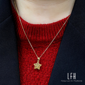 Collar con Colgante de Estrella de Moda, Collar con Colgante de Estrella Real en Oro de 18k, Joyería de Oro, Oro Real de 18k, Original - Product Image 5