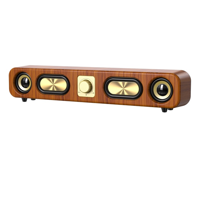 Retro Wooden Speakers Portable SoundBar Hi-Fi Stereo Card Home Computer Desktop Wireless Sound FM Radio Subwoofer