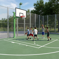Support de basket-ball carré à énergie solaire, poteau robuste, système d'éclairage LED, panier de basket extérieur conforme aux normes FIBA