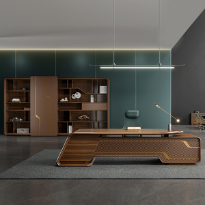 Lusso Escritorio De Oficina <span class=keywords><strong>scrivania</strong></span> da ufficio Set mobili da ufficio Executive <span class=keywords><strong>MDF</strong></span> <span class=keywords><strong>scrivania</strong></span> con bordo in alluminio tavolo da ufficio - Product Image 4
