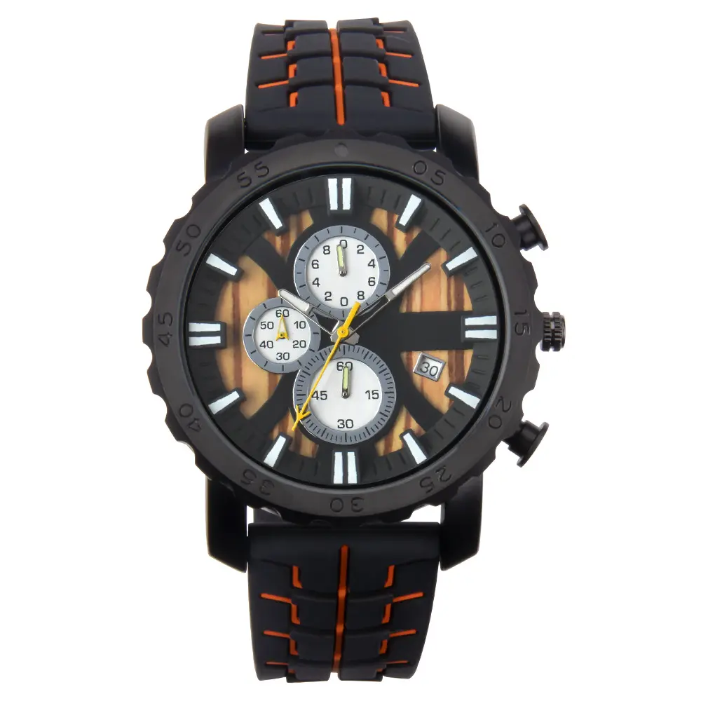 Montre étanche multifonctionnelle pour hommes, chronographe montres personnalisées avec bracelet lumineux en silicone